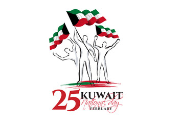 Kuwait national day vector illustration. design of the schedule for the holidays of Kuwait. The 25th day national holiday, the day independence. February 26 day of liberation Kuwait vector