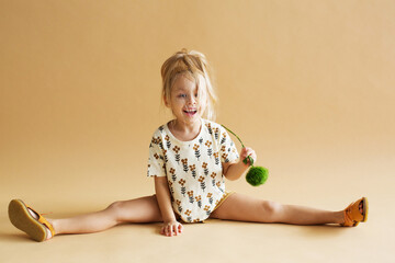 Little, fashion blonde in studio.