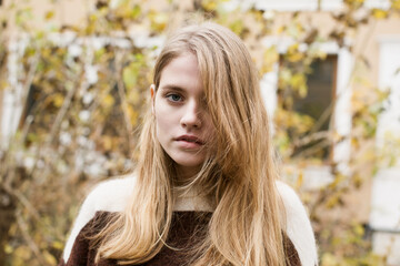 Portrait of a beautiful, serious girl