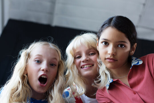 Portrait of a three beautiful teen girls