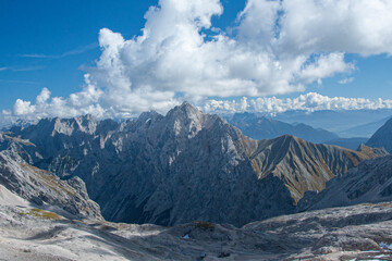Obraz premium beautiful view from Zugspitze - the highest mountain in Germany. High quality photo