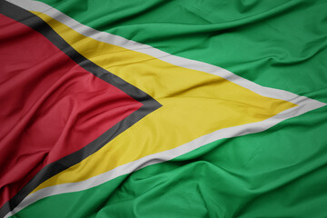 waving colorful national flag of guyana.