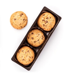 chocolate chip cookies isolated on white