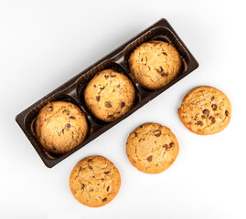 chocolate chip cookies isolated on white