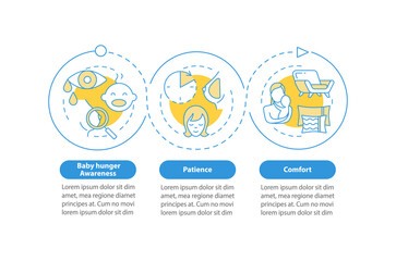 Breastfeeding tips vector infographic template. Mother patience presentation design elements. Data visualization with 3 steps. Process timeline chart. Workflow layout with linear icons