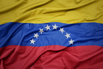 waving colorful national flag of venezuela.