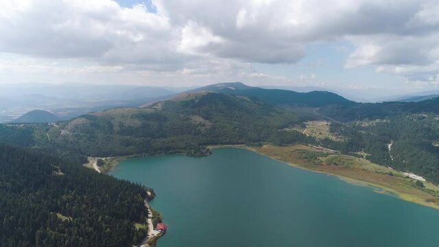 Aerial view of Abant Lake at Bolu in Turkey. 4K Footage in Turkey