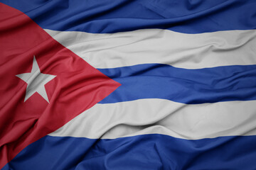 waving colorful national flag of cuba.