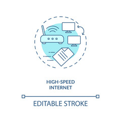 Fototapeta premium High speed internet turquoise concept icon. Wifi connection velocity. Telecommunication. Network access idea thin line illustration. Vector isolated outline RGB color drawing. Editable stroke
