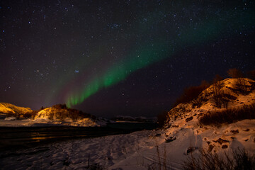 Naklejka na ściany i meble Polarlicht nahe Tromsoe, Norwegen