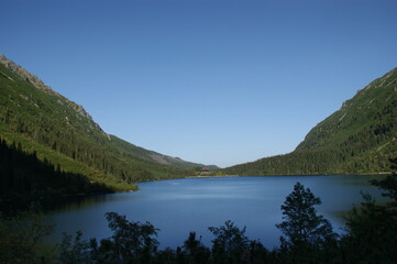 Fototapeta na wymiar Morskie Oko the most famous lake of the High Tatras mountains in Poland