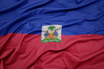 Fototapeta premium waving colorful national flag of haiti.
