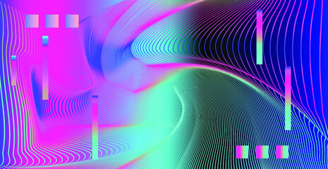 Colorful neon modern background. Abstract glitched texture with gradient vibrant bright stains.