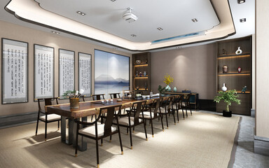 3d render. Modern meeting room interior.