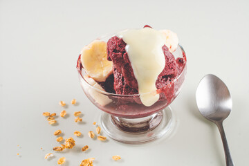 Brazilian acai sorbet with condensed milk