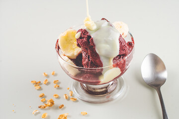 Brazilian acai sorbet with condensed milk