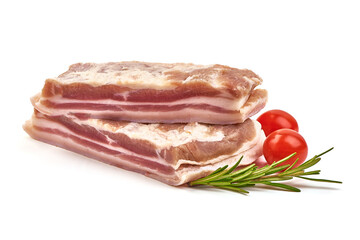 Pork brisket, bacon, isolated on white background