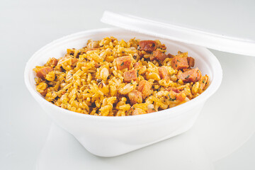 Tradicional Brazilian Rice and beans dish for delivery baião de dois