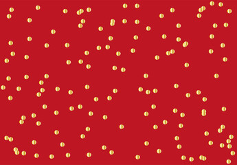 Fondo de papel de regalo navideño rojo con puntos dorados. - obrazy, fototapety, plakaty
