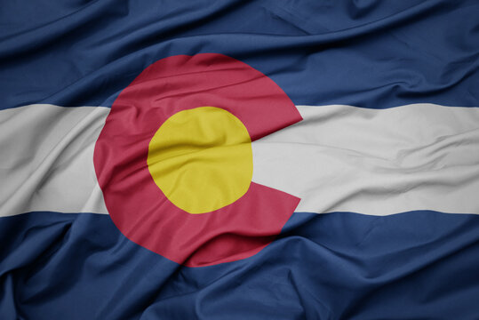 waving colorful flag of colorado state.