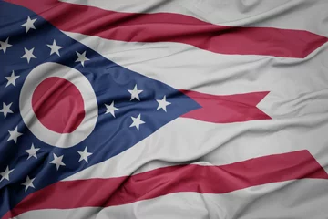 Fotobehang waving colorful flag of ohio state. © luzitanija