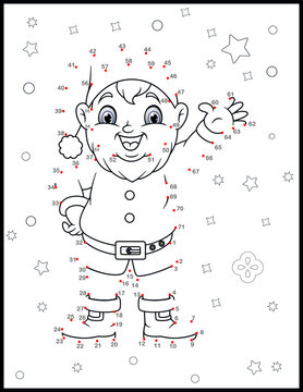 elf dot-to-dot puzzle waving clip art preview