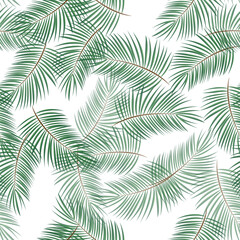 Palm Leaves Seamless Pattern Background. Vector Illustration