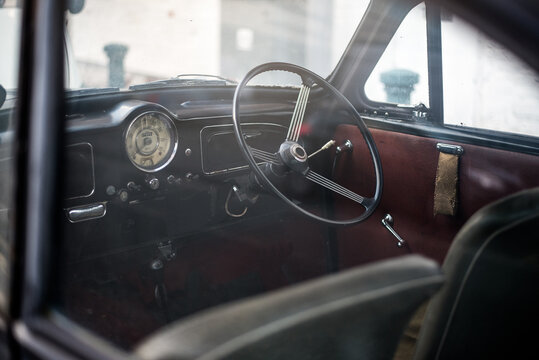 Inside view of retro car