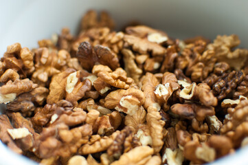 Close-up of cleaned walnuts