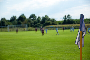 Corner flag in a soccer field