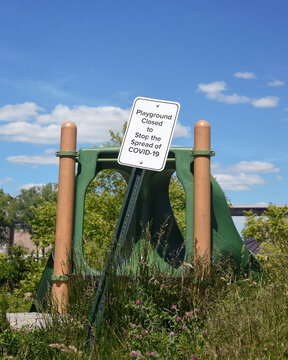 Closed Playground with Covid-19 Sign