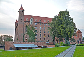 GNEV, POLAND - AUGUST 24, 2018: Knight's Castle of the Teutonic Order at dusk