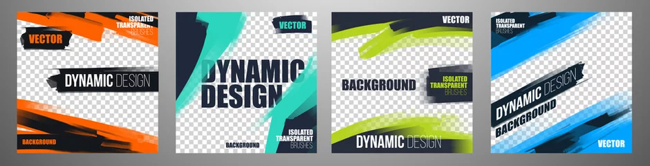 Poster posts on social media vector illustration. Stylish graphics templates posts. dynamic abstractions typography photo. modern art paint and brush stains, fitness subjects gym. design frame posts © Art Kovalenco
