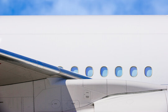 Wing and windows on airplane