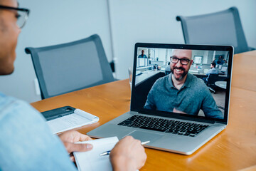 Businessmen on video conference