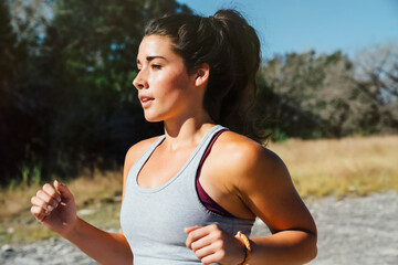 Caucasian woman running