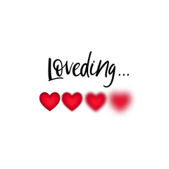 Vector Loveding Concept with Red Blurred Hearts. Illustration for Valentine's Day. Loading Love Concept for Banners, Greeting Cards and Wedding Invitations