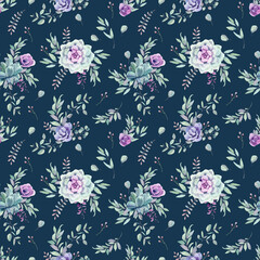 watercolor succulents seamless pattern - 397317925