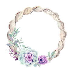 Watercolor boho winter decorations set.