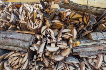 Bundle of split logs sold as firewood