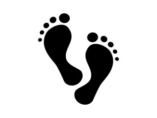 Fototapeta na wymiar Bare humanoid foot prints icon. Black footprints barefoot character who lost his shoes mysterious forms found at crime scene huge snow yeti feet discovered in vector Himalayas.