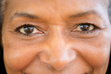 Close up of mixed race woman smiling