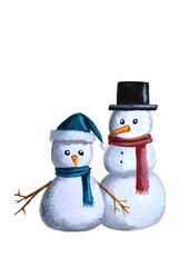 Two snowman on white background.