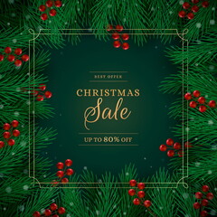 realistic christmas sale banner