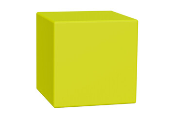 Fototapeta premium Single yellow toy cube isolated on white background. 3d rendering