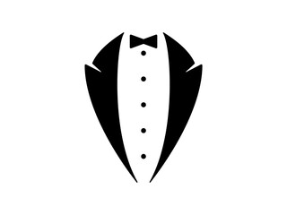 Evening tuxedo icon. Stylish formal suit with bow tie and white waistcoat wedding fashion and essential attire for conferences and concerts classic luxury style for receptions in high vector society.