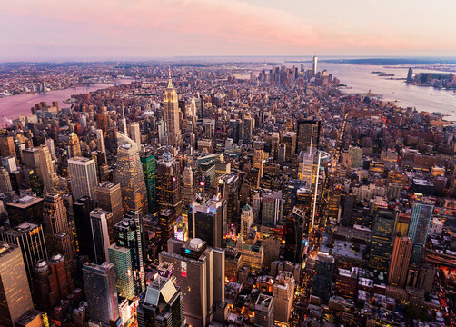 Aerial view of New York cityscape, New York, United States