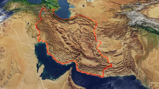 Satellite view of Iran map and borders, physical map Middle East, Arabian peninsula, map with reliefs and mountains. 3d render