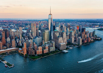Aerial view of New York City cityscape, New York, United States