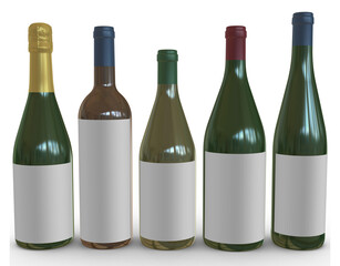 3D rendering - High resolution image exclusive six bottle of wine template isolated on white background, high quality details of cardboard